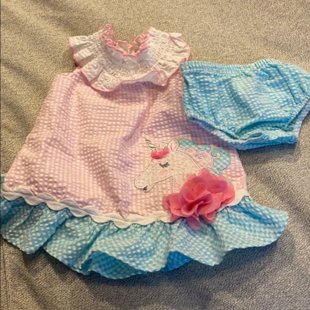 Baby Girl Unicorn Dress Set